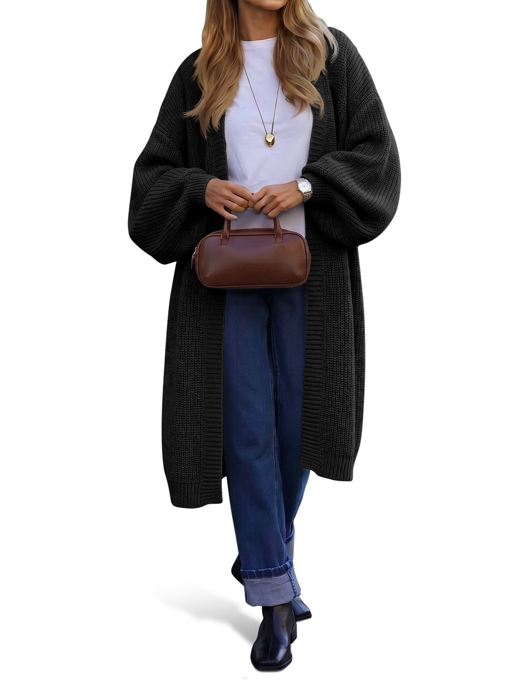Saodimallsu Womens Oversized Long Open Front Cardigan