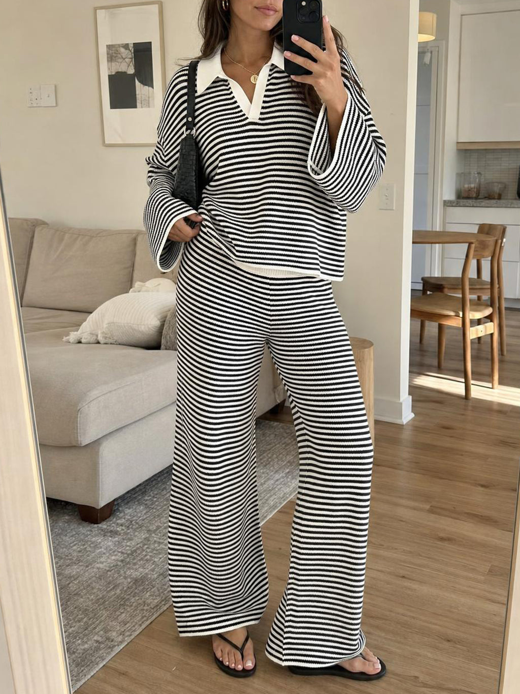 Saodimallsu Womens Striped 2 Piece Knit Outfit