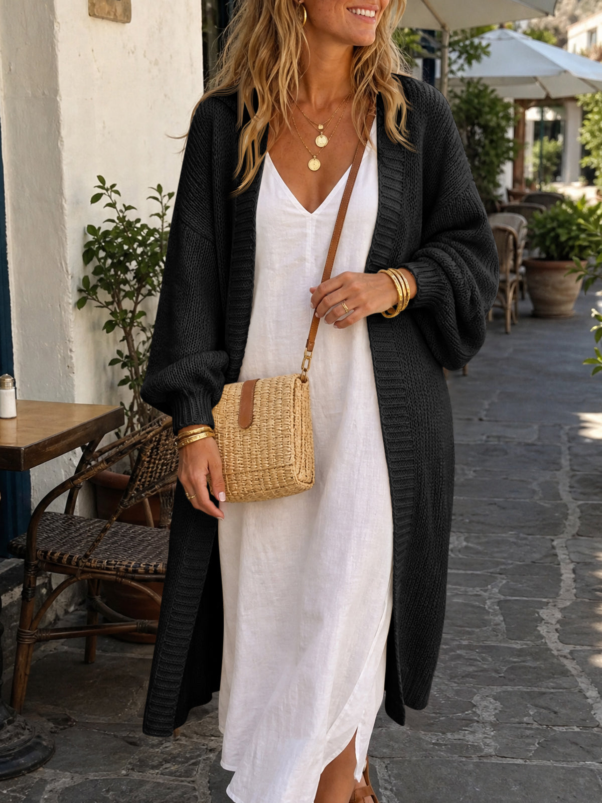Saodimallsu Womens Oversized Long Open Front Cardigan