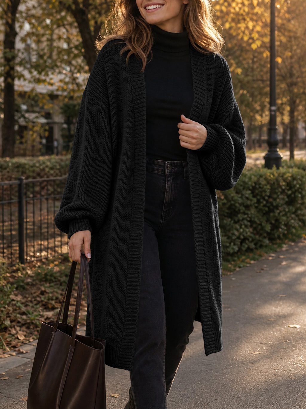 Saodimallsu Womens Oversized Long Open Front Cardigan