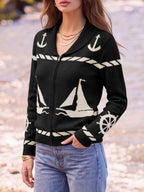 Saodimallsu Womens Zip Up Collared Sweater