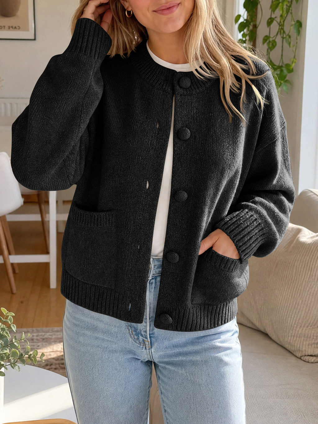 Saodimallsu Womens Casual Knit Button Up Cardigans