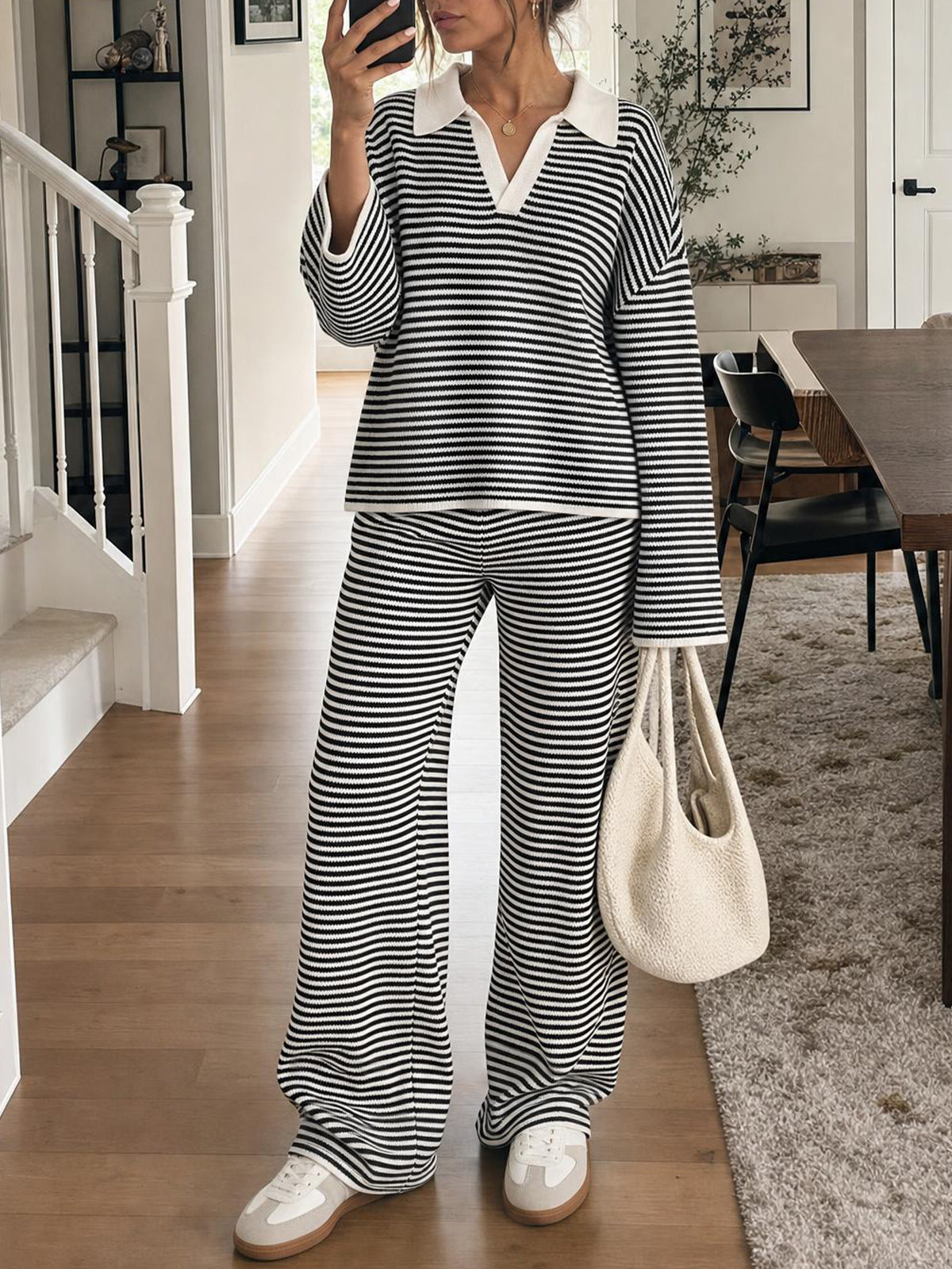 Saodimallsu Womens Striped 2 Piece Knit Outfit