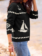 Saodimallsu Womens Zip Up Collared Sweater