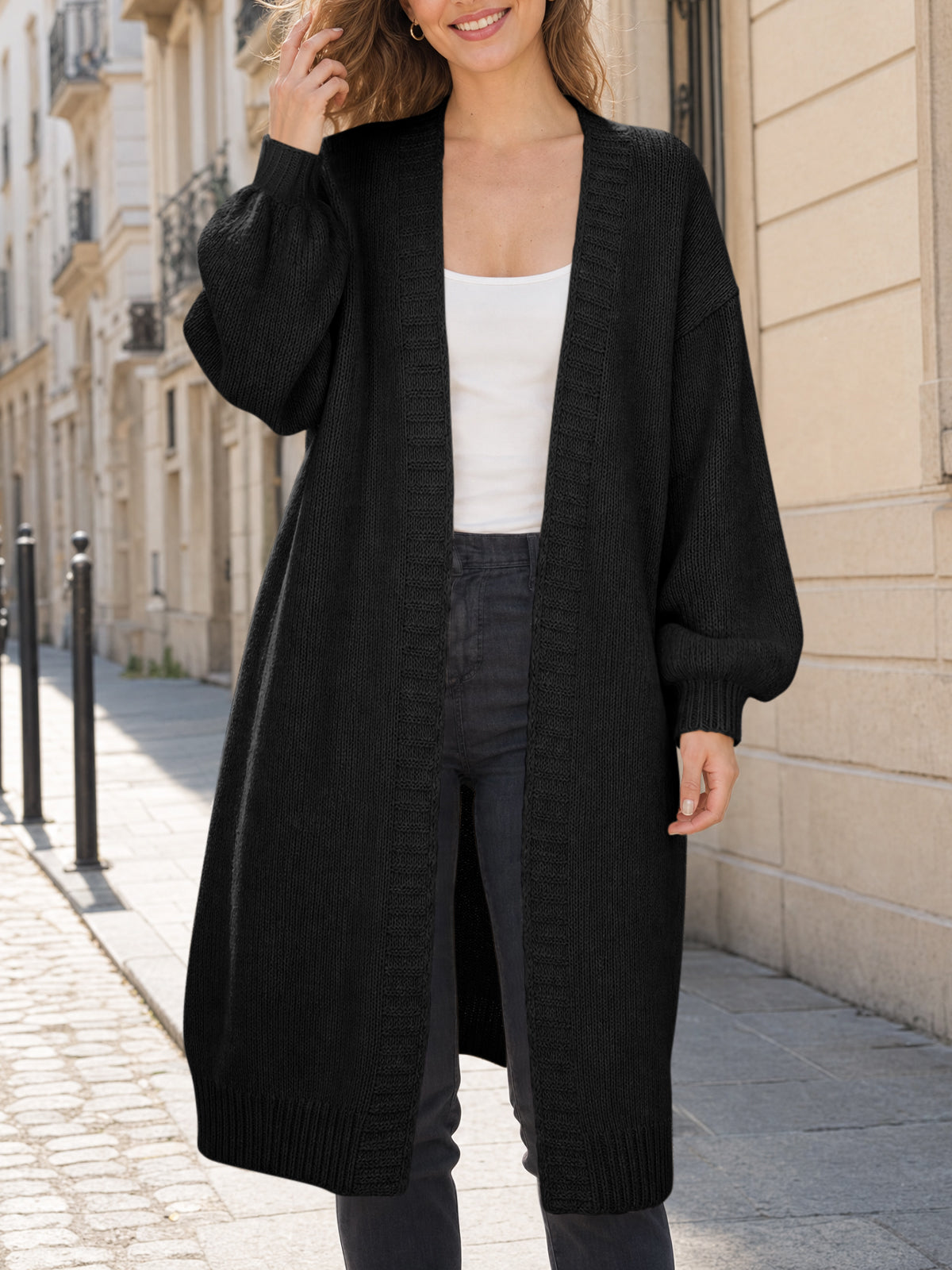 Saodimallsu Womens Oversized Long Open Front Cardigan