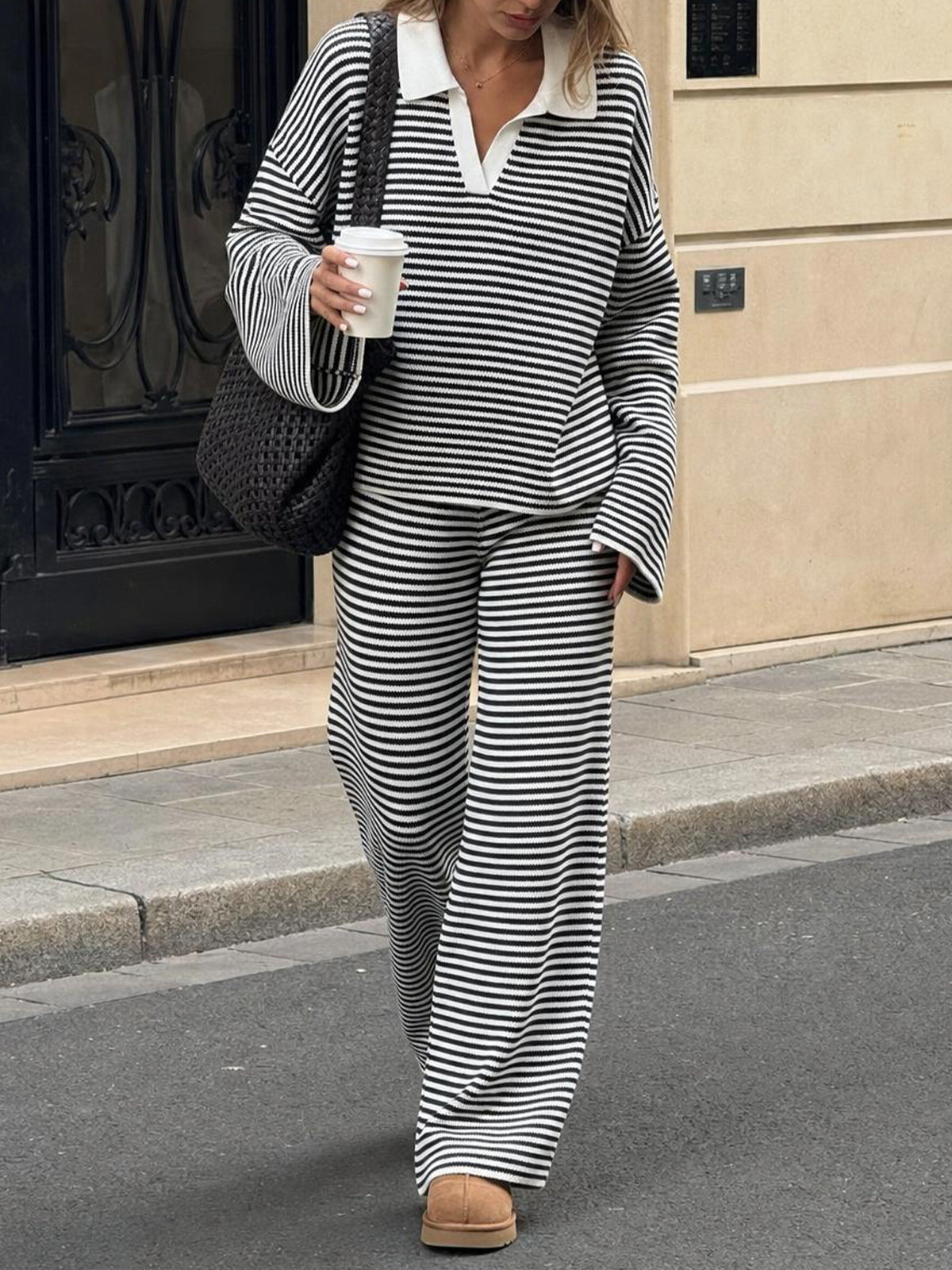 Saodimallsu Womens Striped 2 Piece Knit Outfit