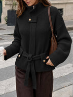 Saodimallsu Womens Zip Up Stand Collar Sweater