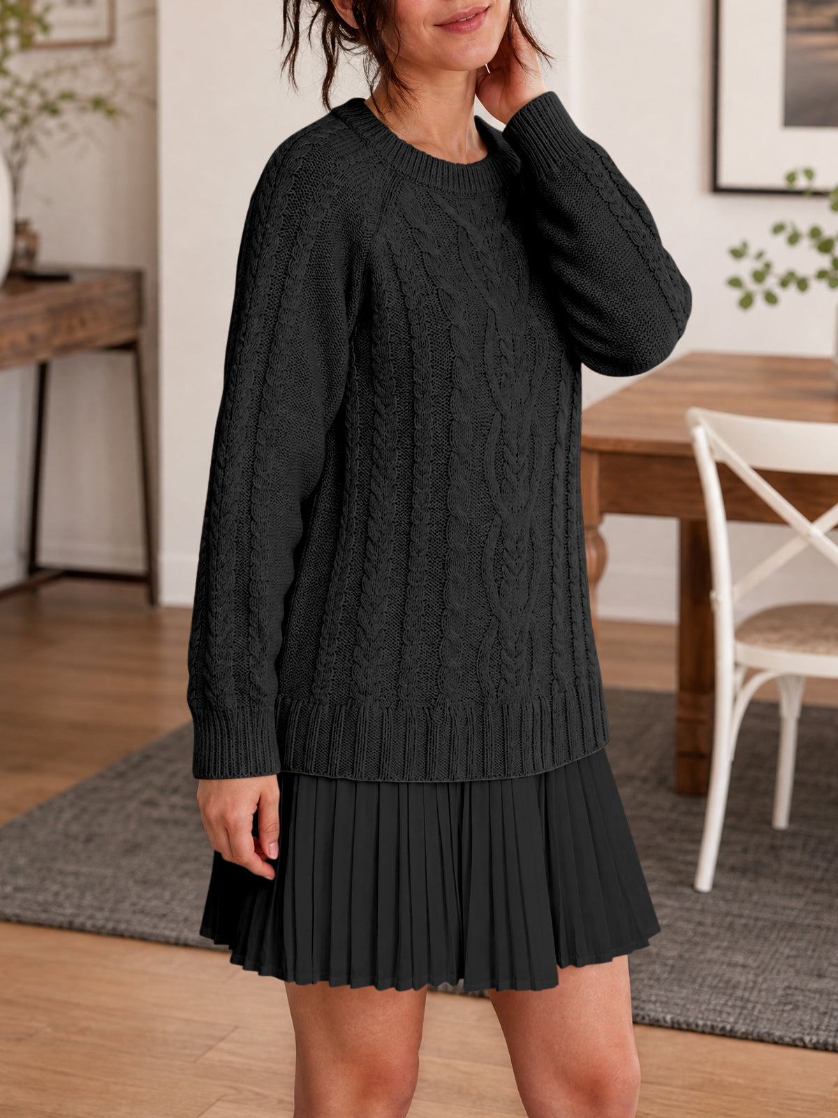 Saodimallsu Women Cable Knit Sweater Dress