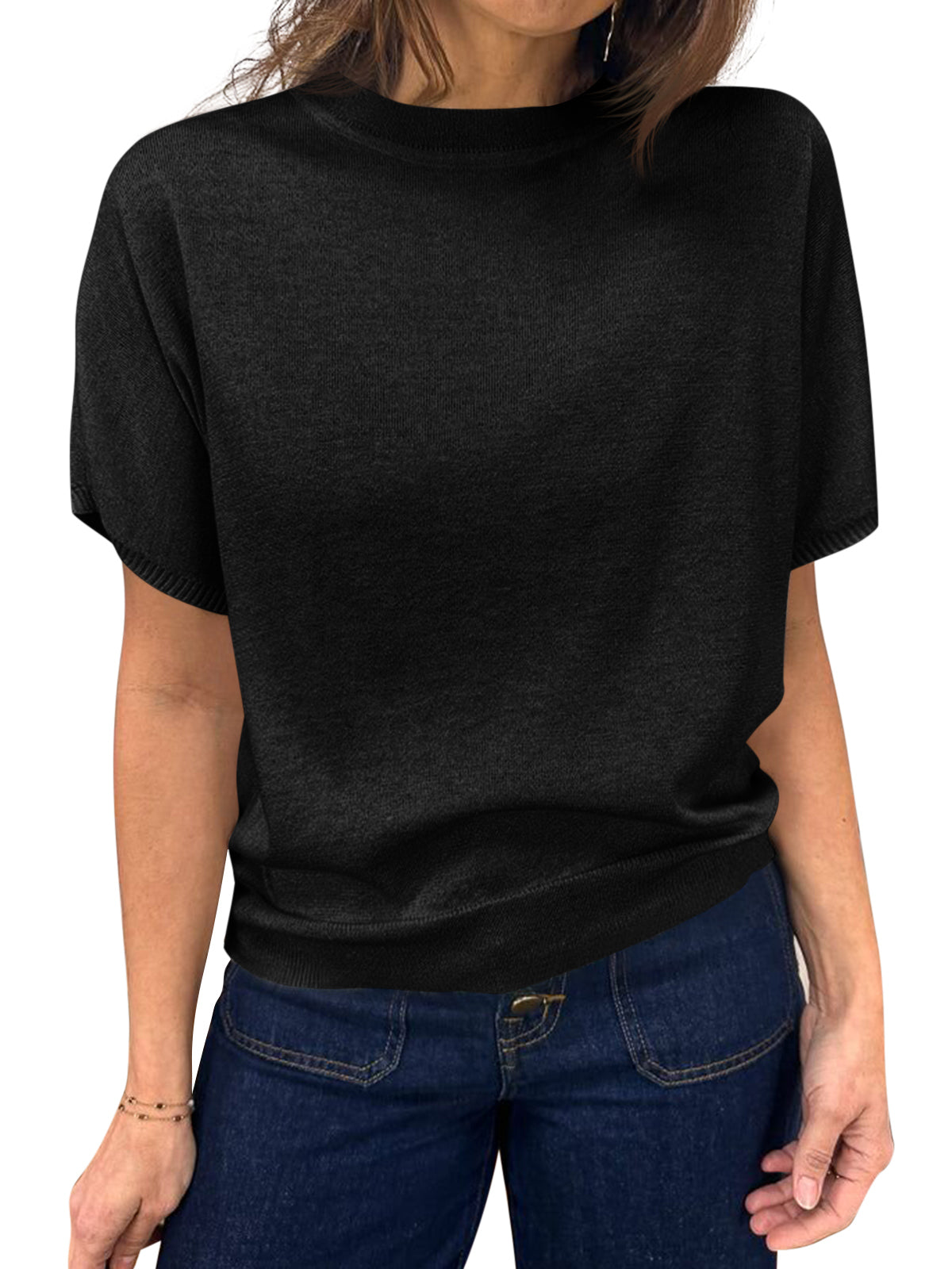 Saodimallsu Women's Crew Neck Knit Sweater
