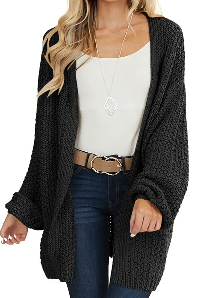 Saodimallsu Womens Oversized Open Front Knit Cardigan