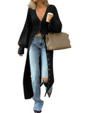 Saodimallsu Black Womens V Neck Cardigan