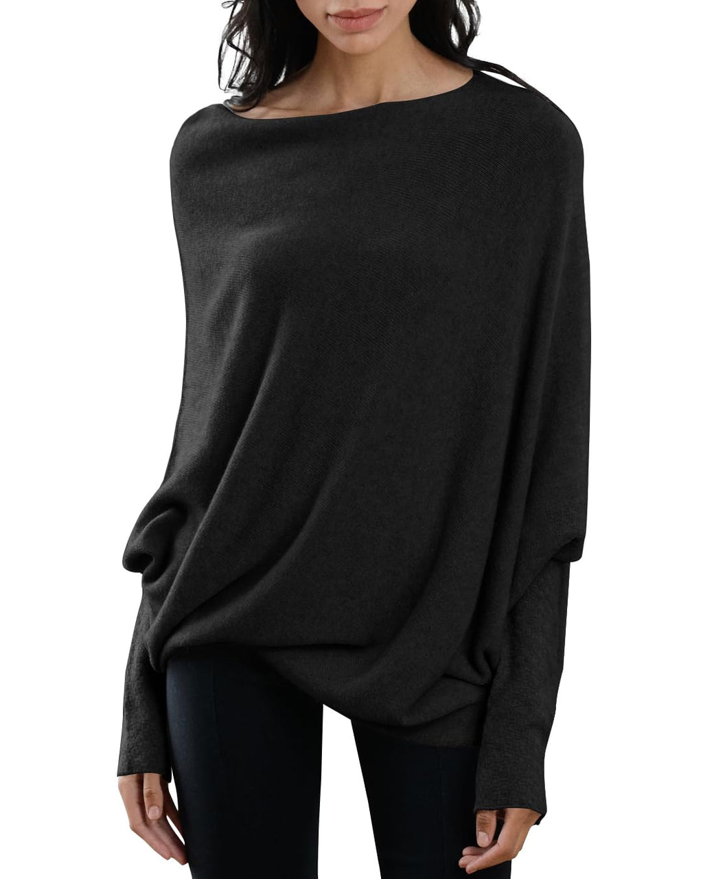Saodimallsu Womens Boat Neck Oversized Knit Sweater