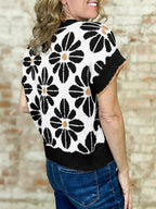 Saodimallsu Womens Floral Short Sleeve Knit Pullover