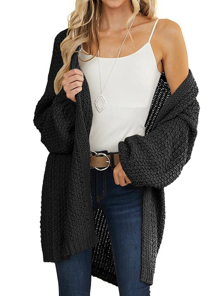 Saodimallsu Womens Oversized Open Front Knit Cardigan
