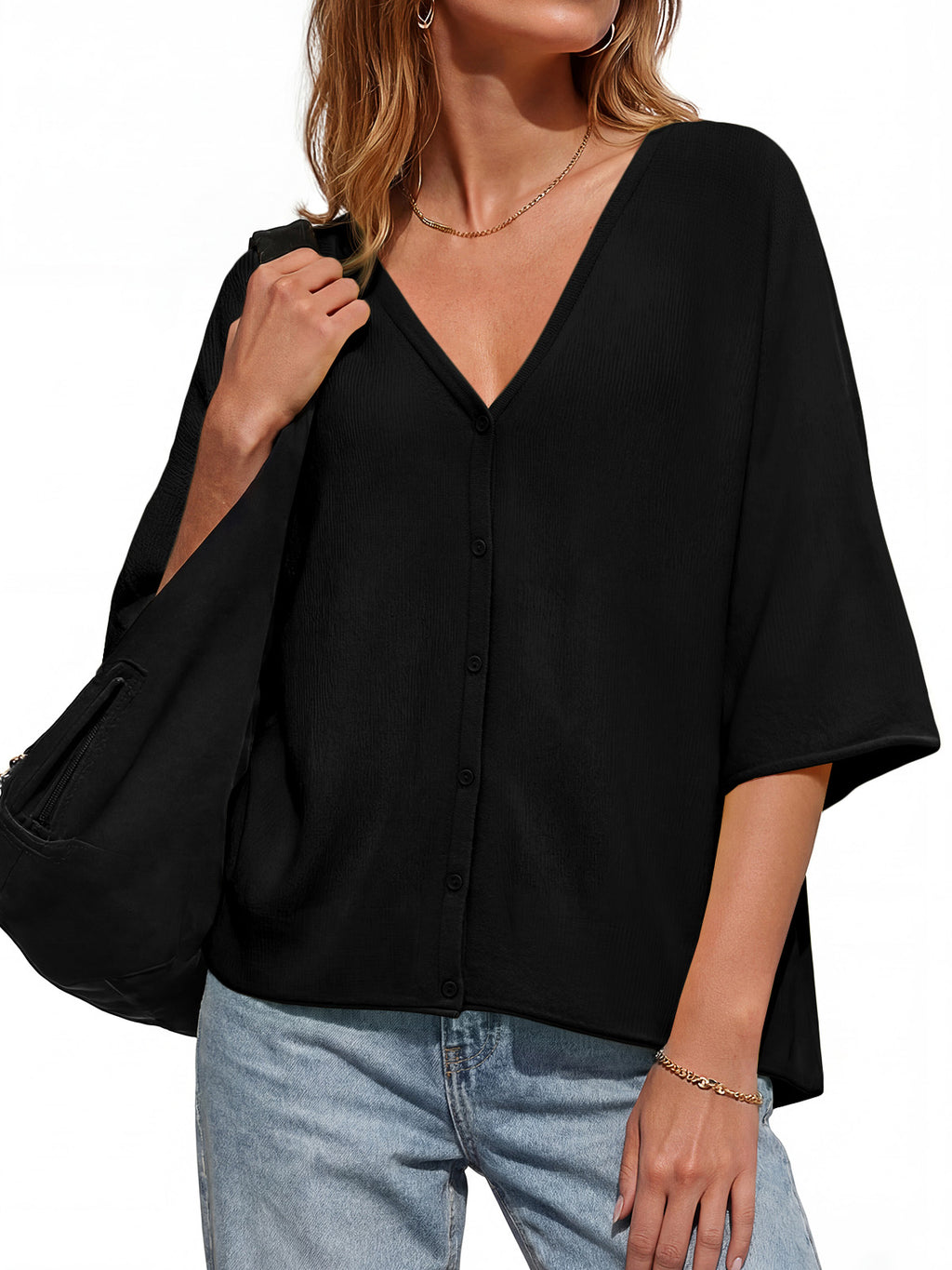 Saodimallsu Womens Batwing Half Sleeve Oversized Cardigans