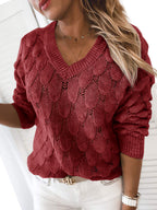 Saodimallsu Womens Crochet V Neck Blouses Sweater