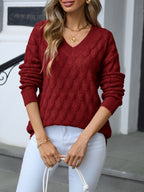 Saodimallsu Womens Crochet V Neck Blouses Sweater