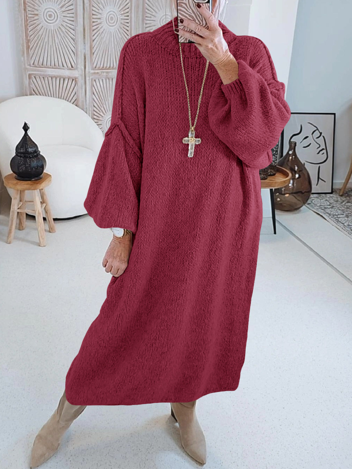 Saodimallsu Womens Mock Neck Sweater Dress