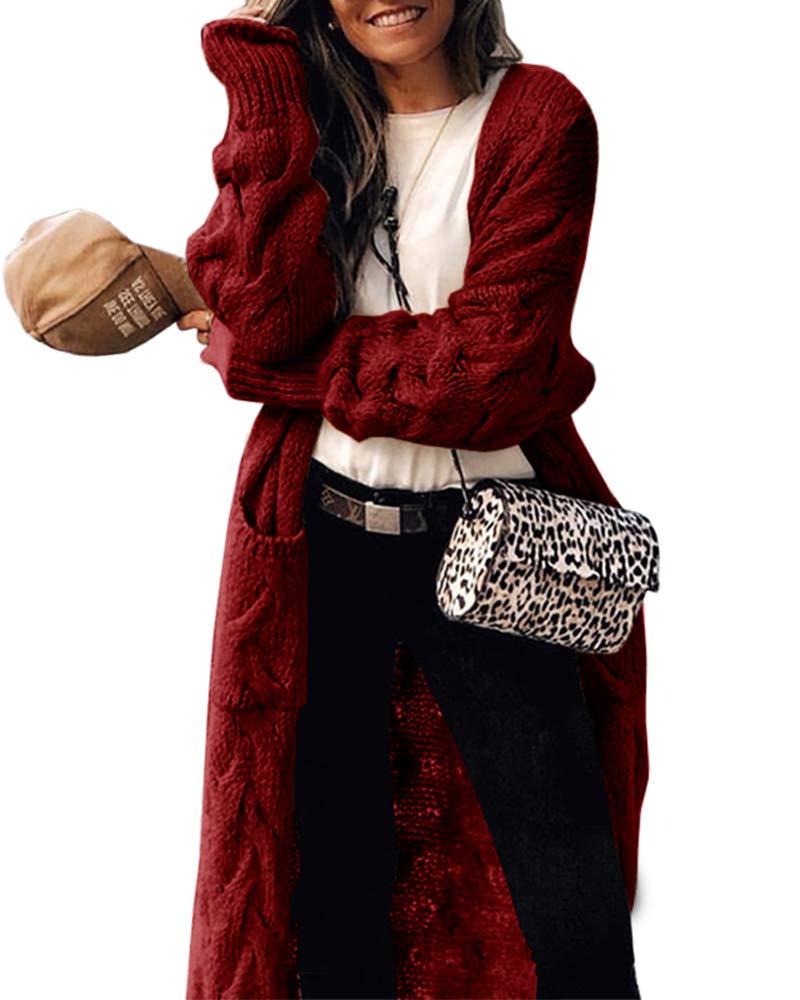 Saodimallsu Womens Cable Knit Long Cardigan