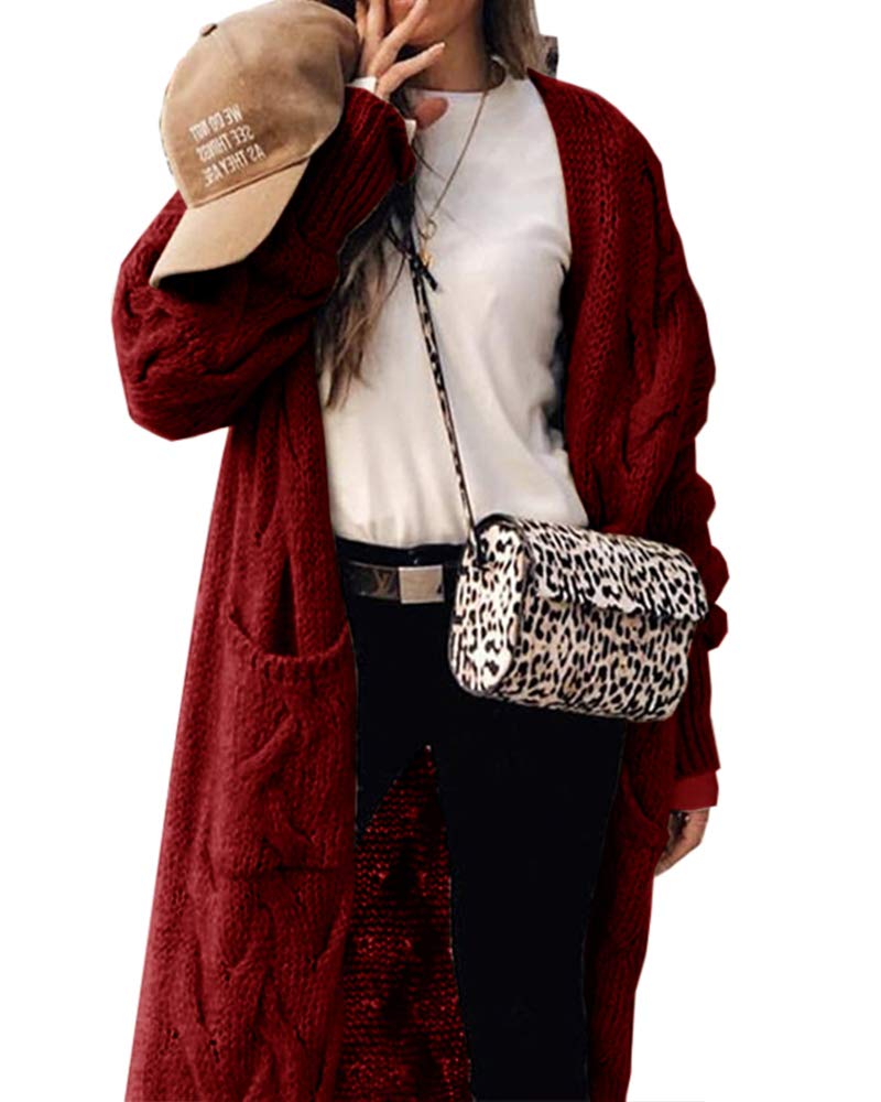 Saodimallsu Womens Cable Knit Long Cardigan