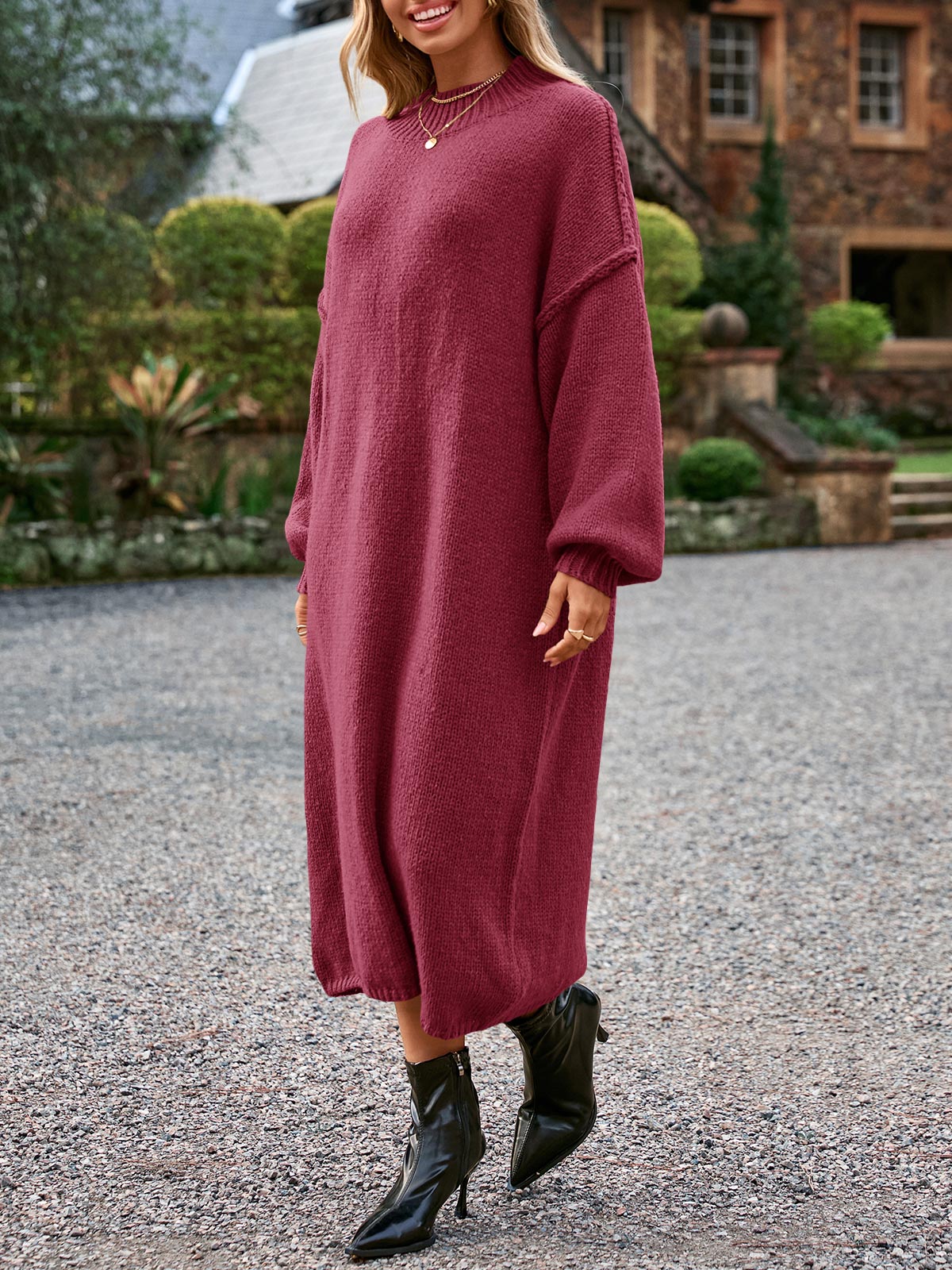 Saodimallsu Womens Mock Neck Sweater Dress