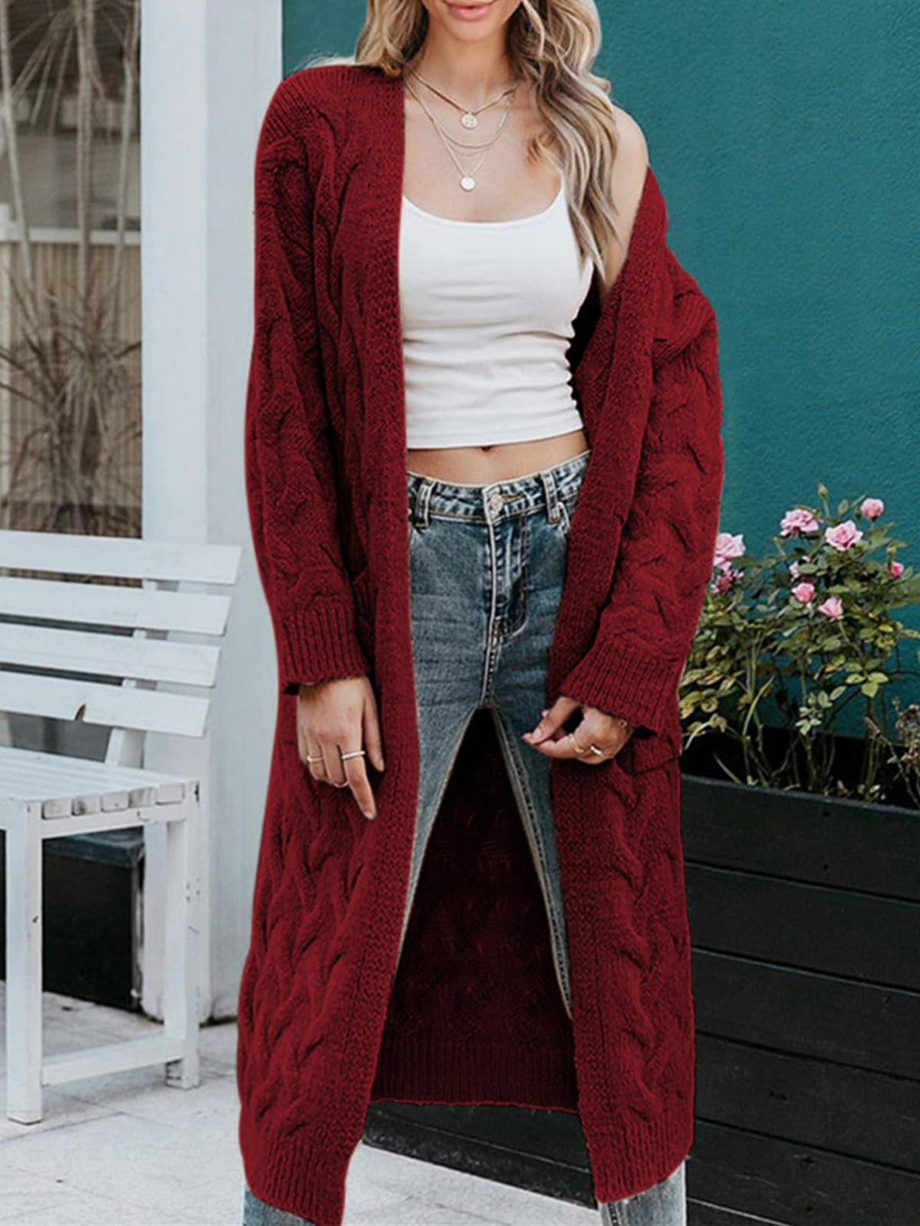 Saodimallsu Womens Cable Knit Long Cardigan