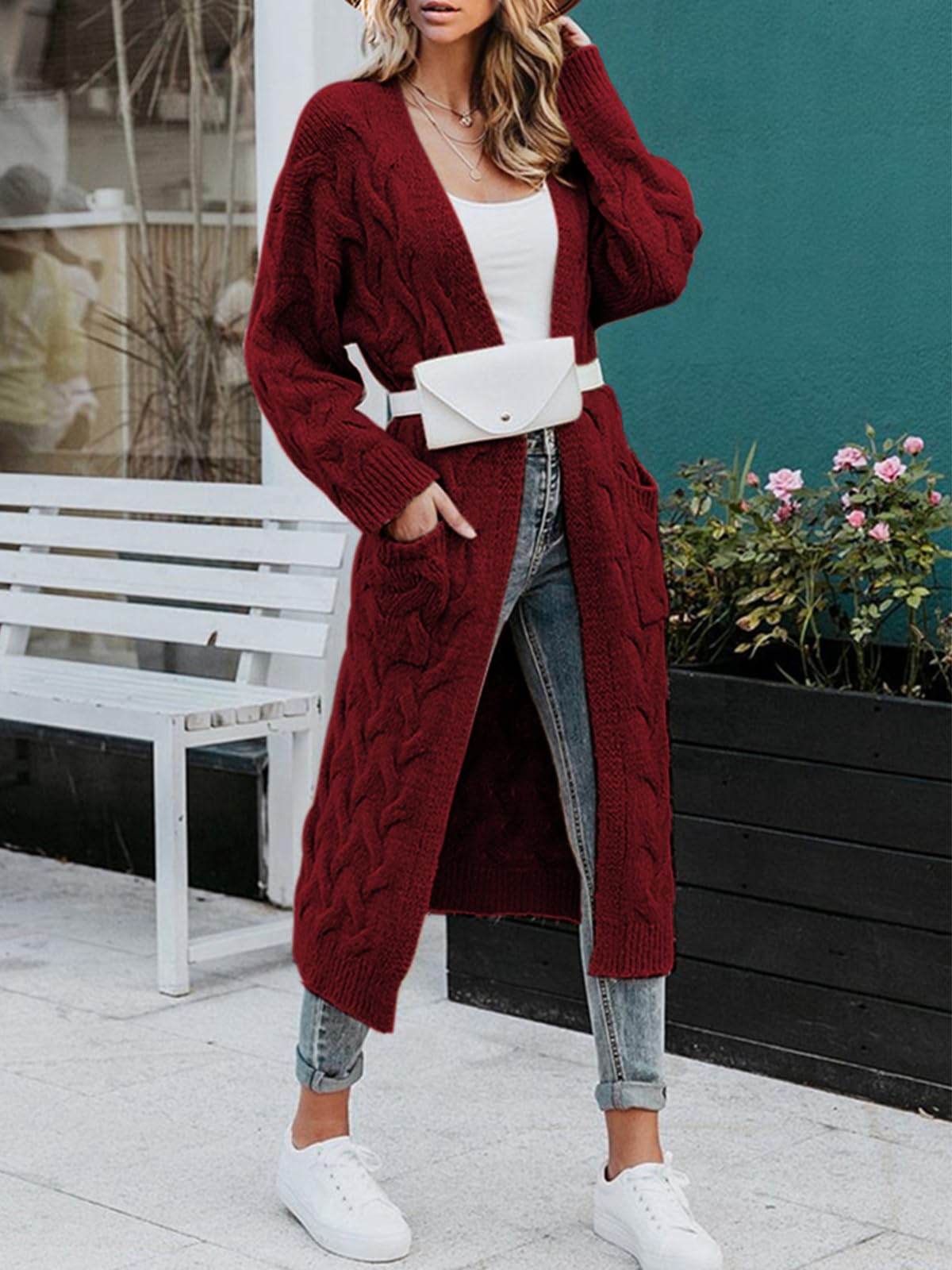 Saodimallsu Womens Cable Knit Long Cardigan