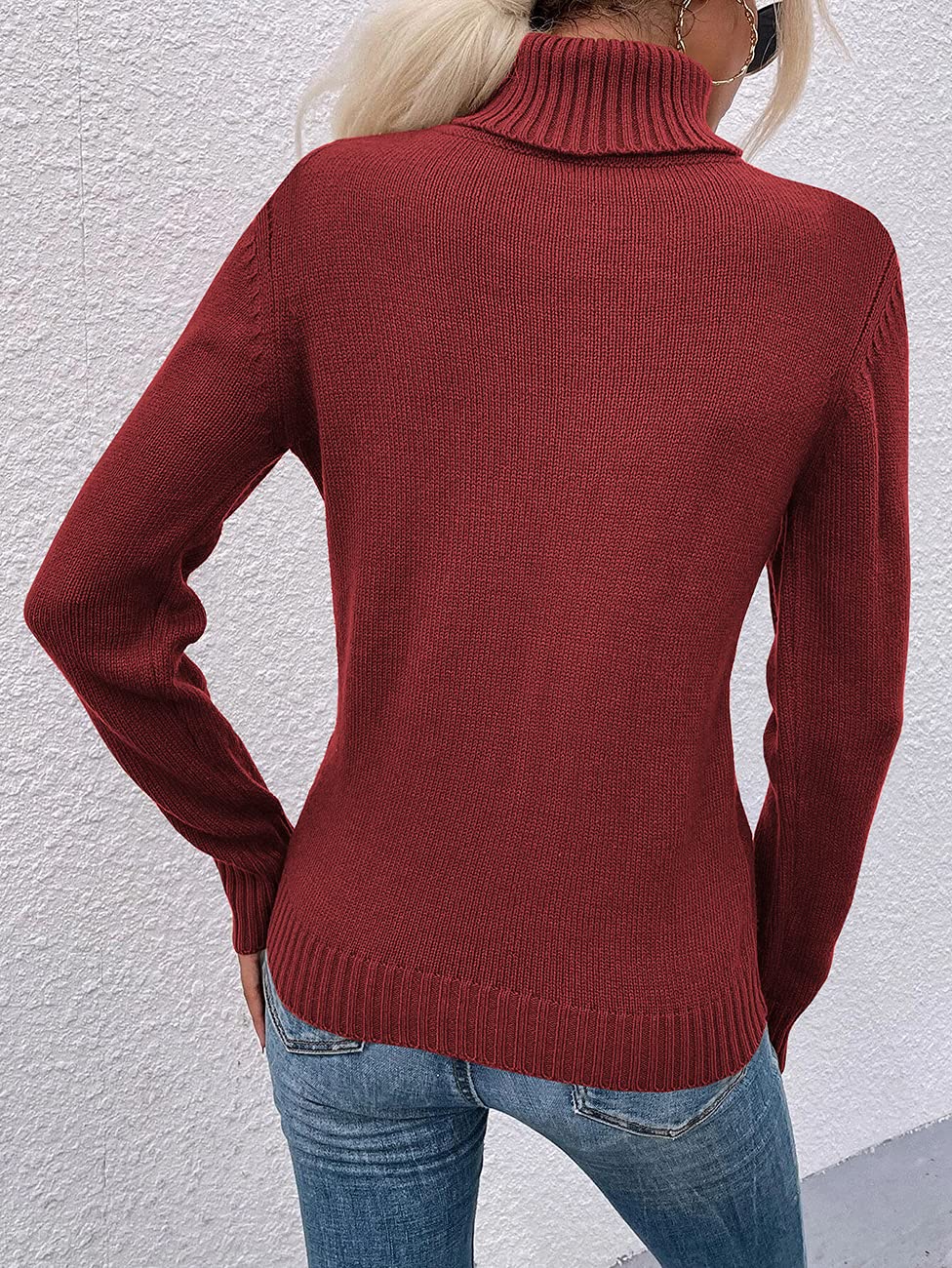 Saodimallsu Women Turtleneck Cable Knit Sweater