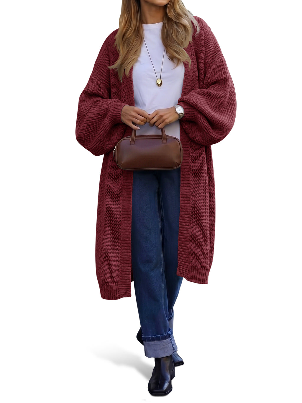 Saodimallsu Womens Oversized Long Open Front Cardigan