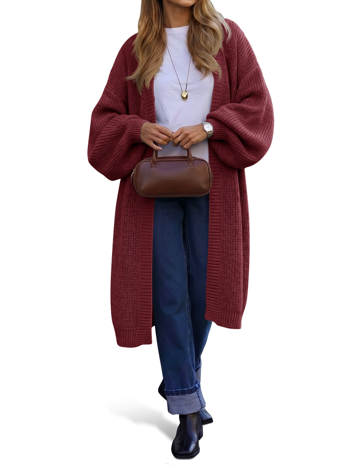 Saodimallsu Womens Oversized Long Open Front Cardigan