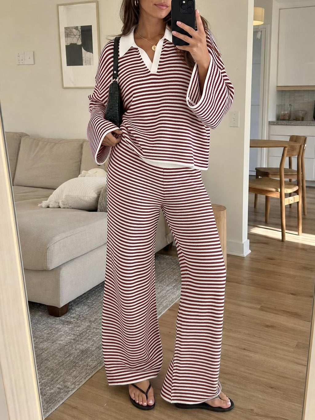 Saodimallsu Womens Striped 2 Piece Knit Outfit
