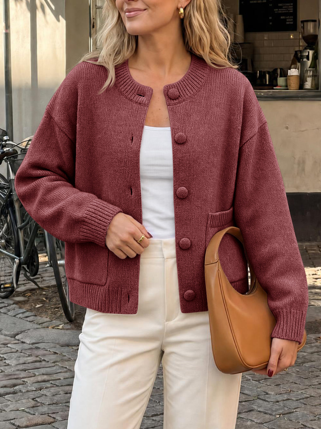 Saodimallsu Womens Casual Knit Button Up Cardigans