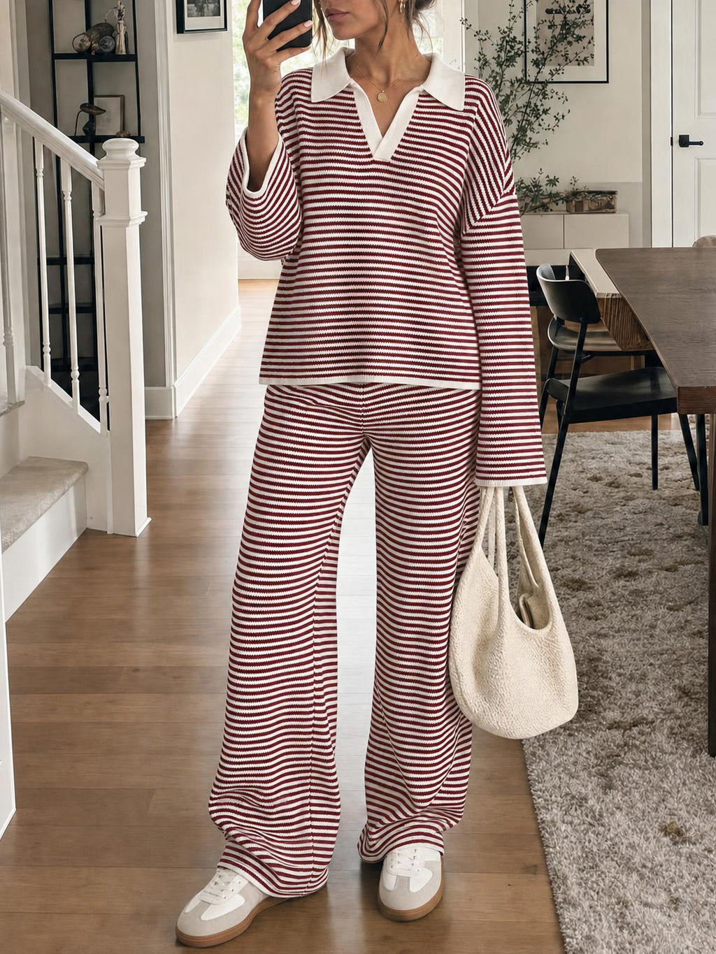 Saodimallsu Womens Striped 2 Piece Knit Outfit