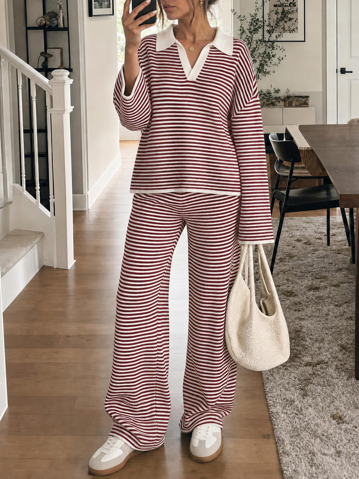 Saodimallsu Womens Striped 2 Piece Knit Outfit