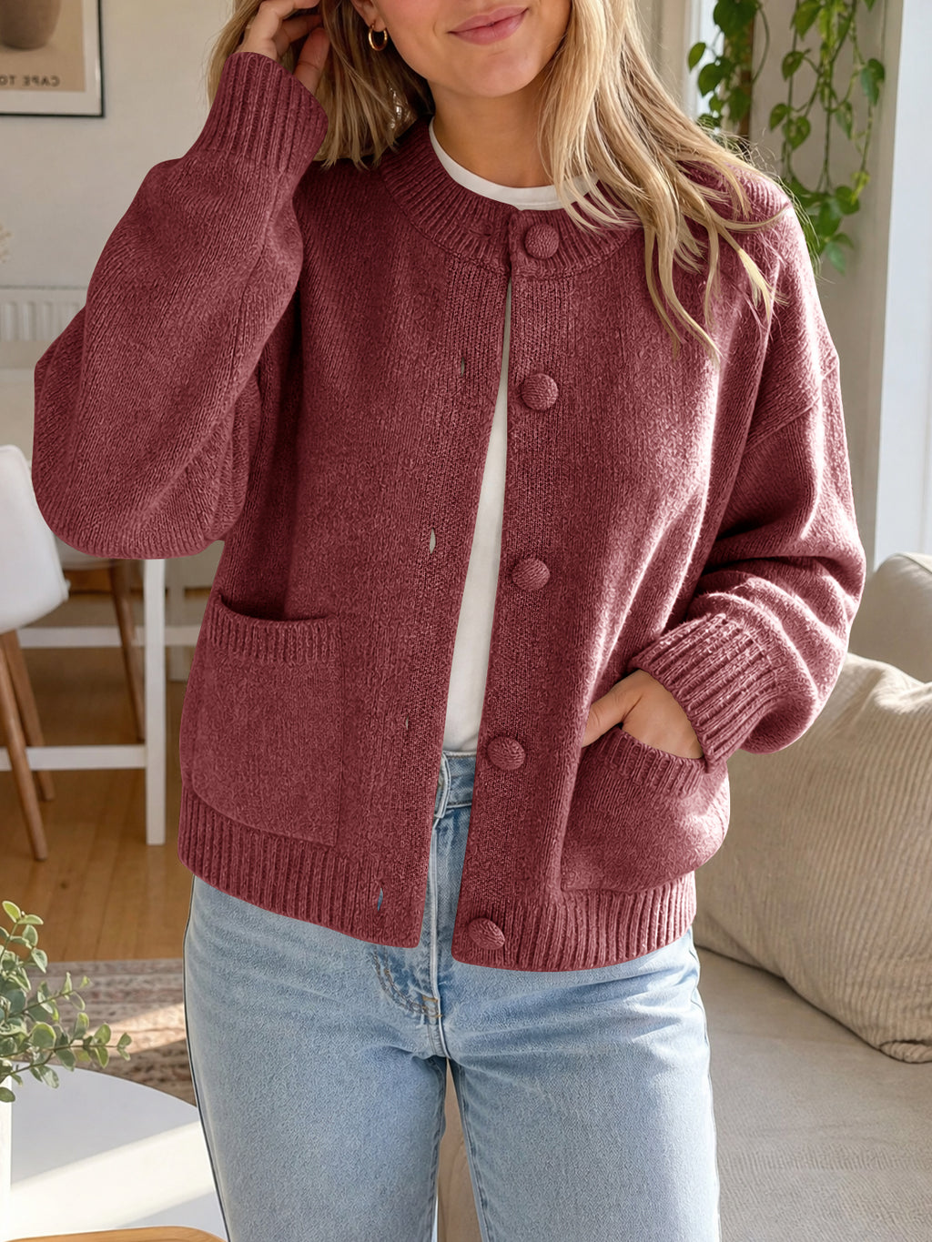 Saodimallsu Womens Casual Knit Button Up Cardigans