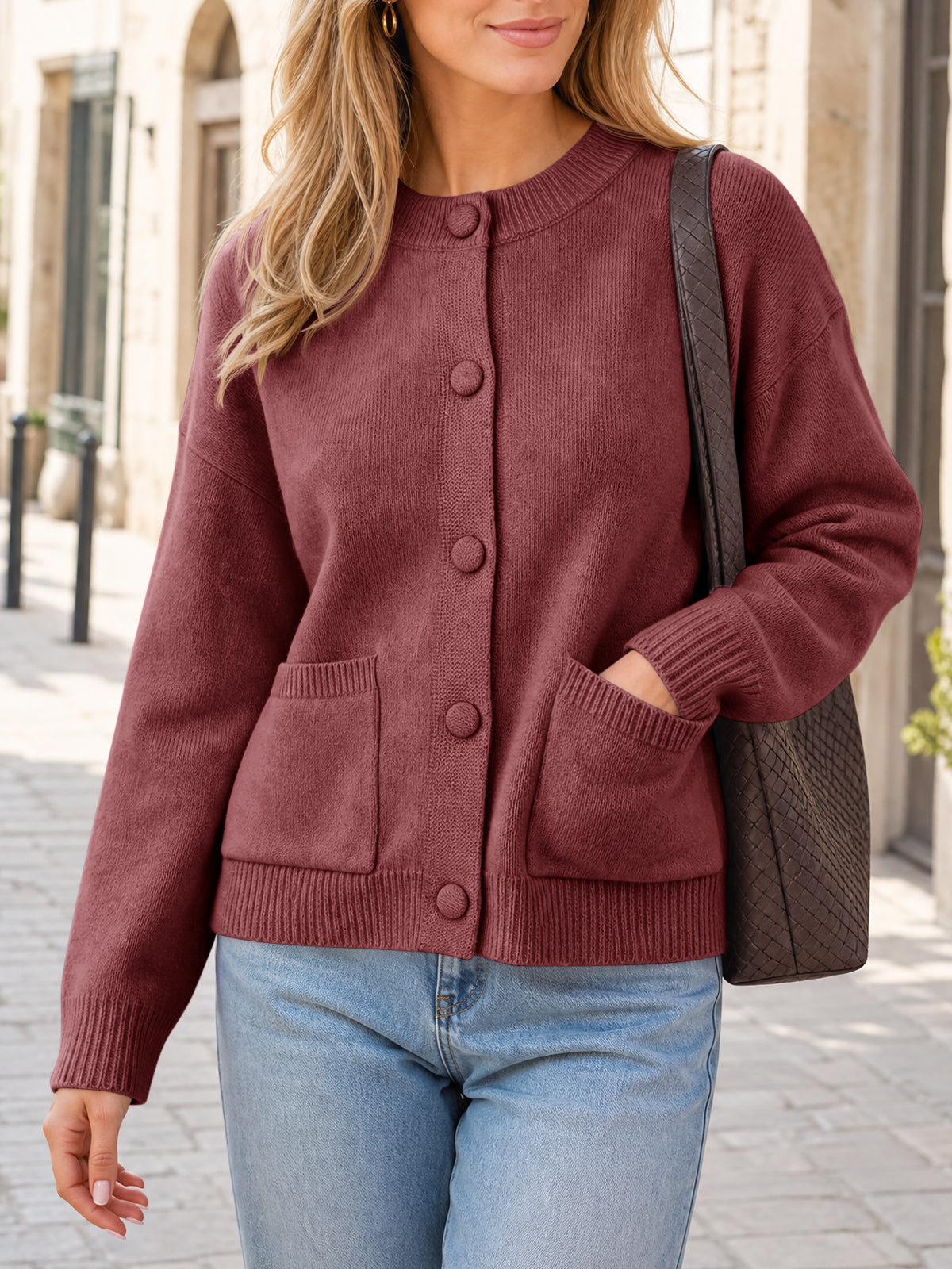 Saodimallsu Womens Casual Knit Button Up Cardigans