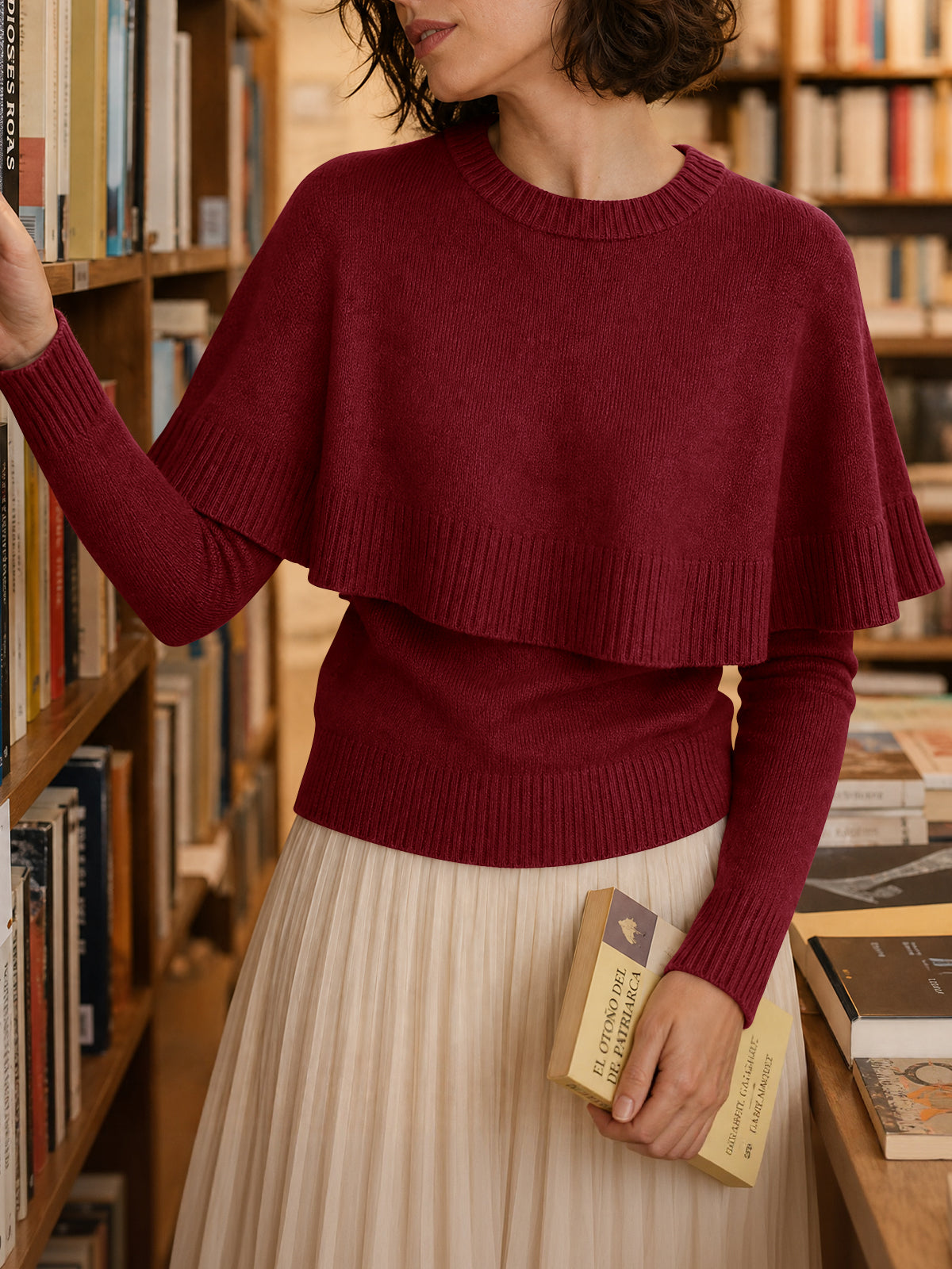 Saodimallsu Womens Poncho Ribbed Knit Sweater