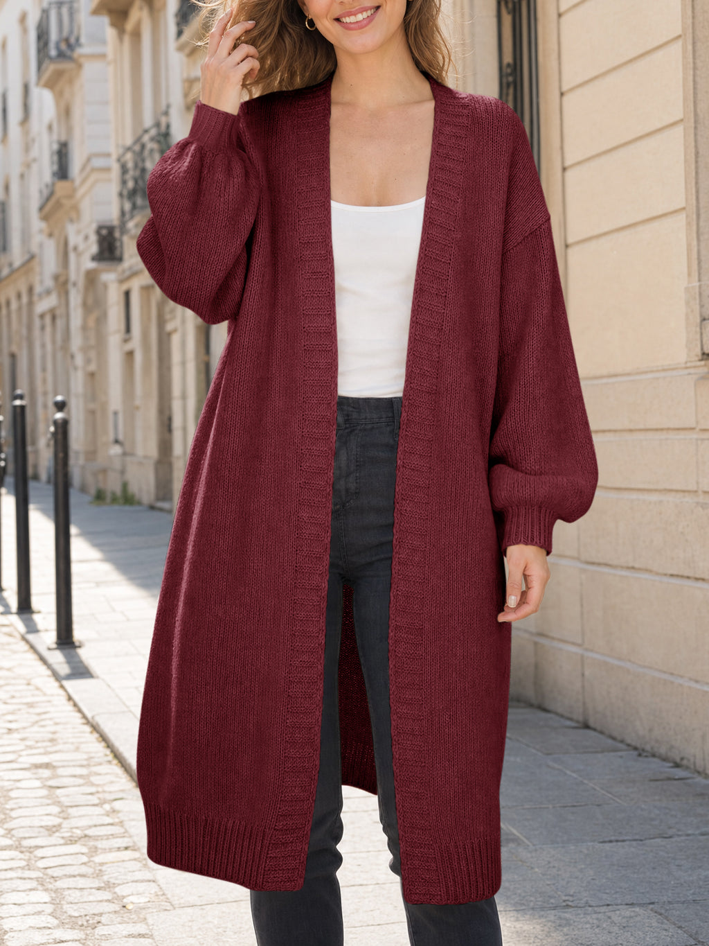 Saodimallsu Womens Oversized Long Open Front Cardigan