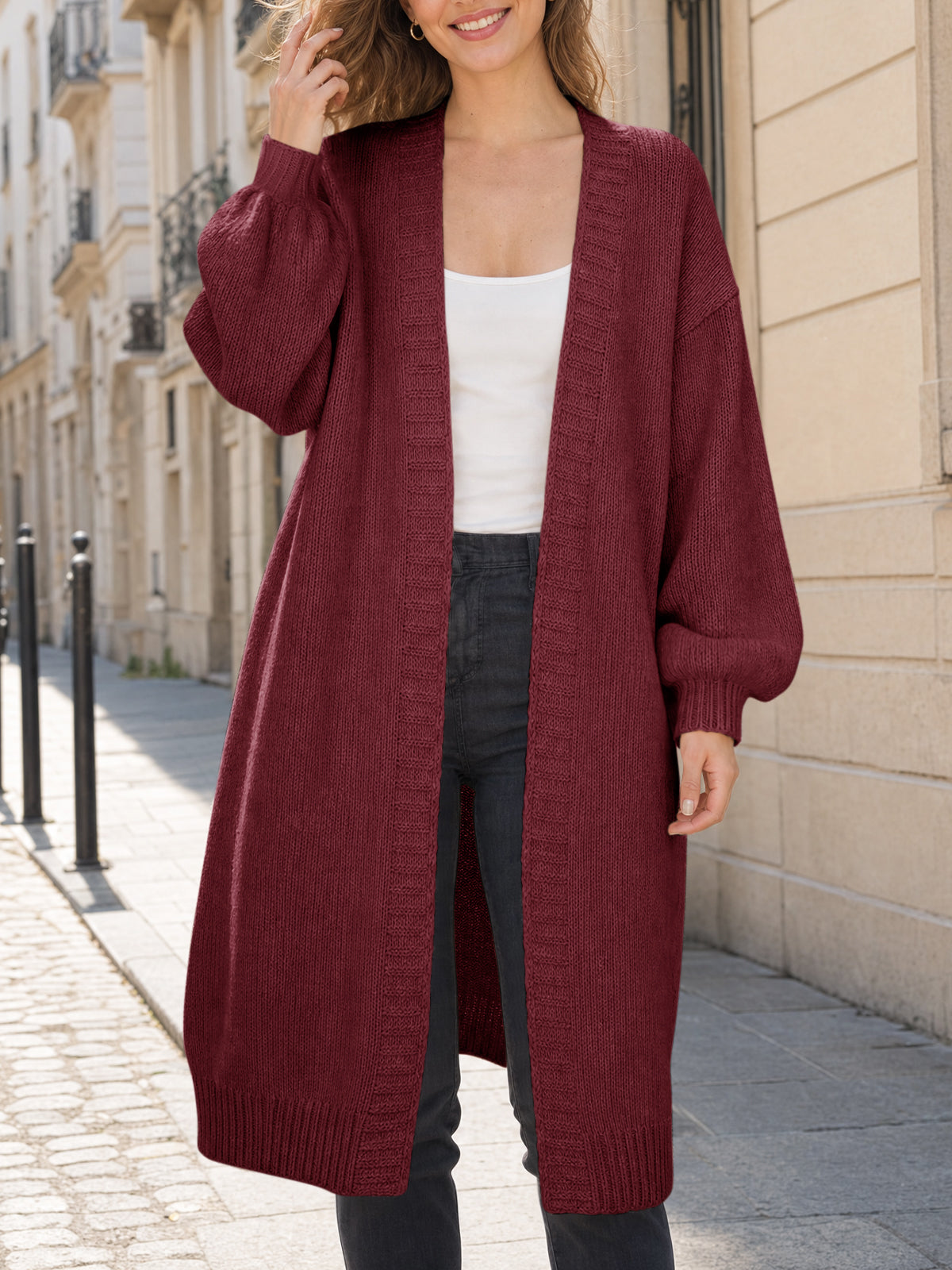 Saodimallsu Womens Oversized Long Open Front Cardigan