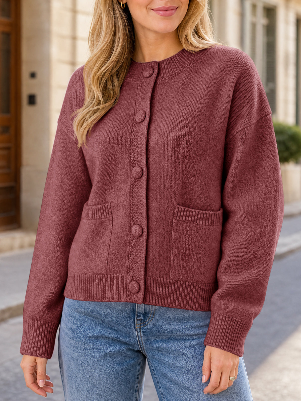 Saodimallsu Womens Casual Knit Button Up Cardigans