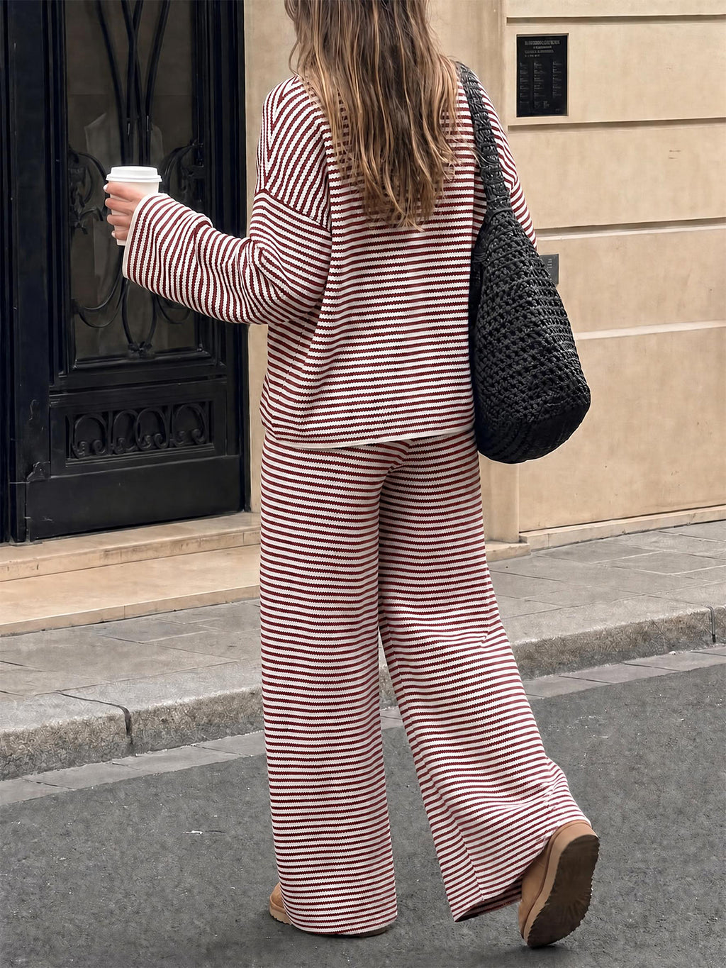 Saodimallsu Womens Striped 2 Piece Knit Outfit