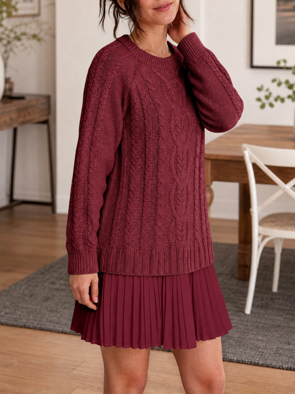 Saodimallsu Women Cable Knit Sweater Dress