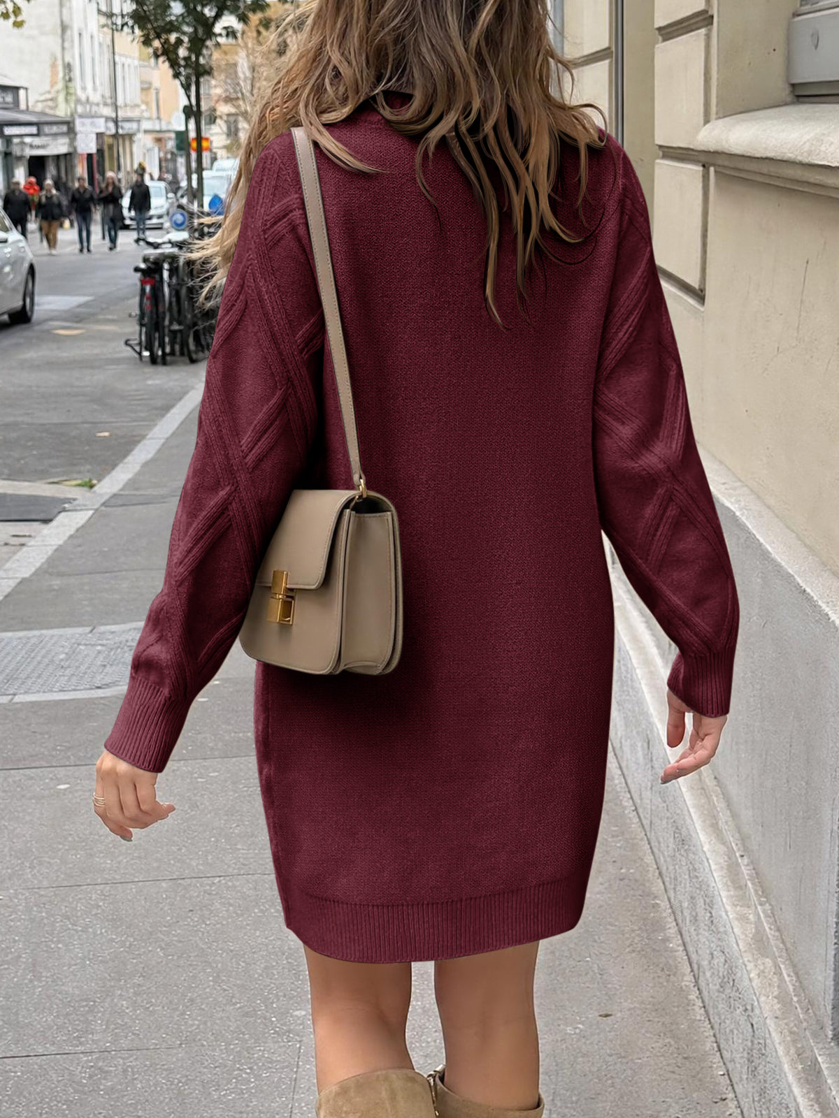 Saodimallsu Womens Cable Knit Fitted Mini Dress