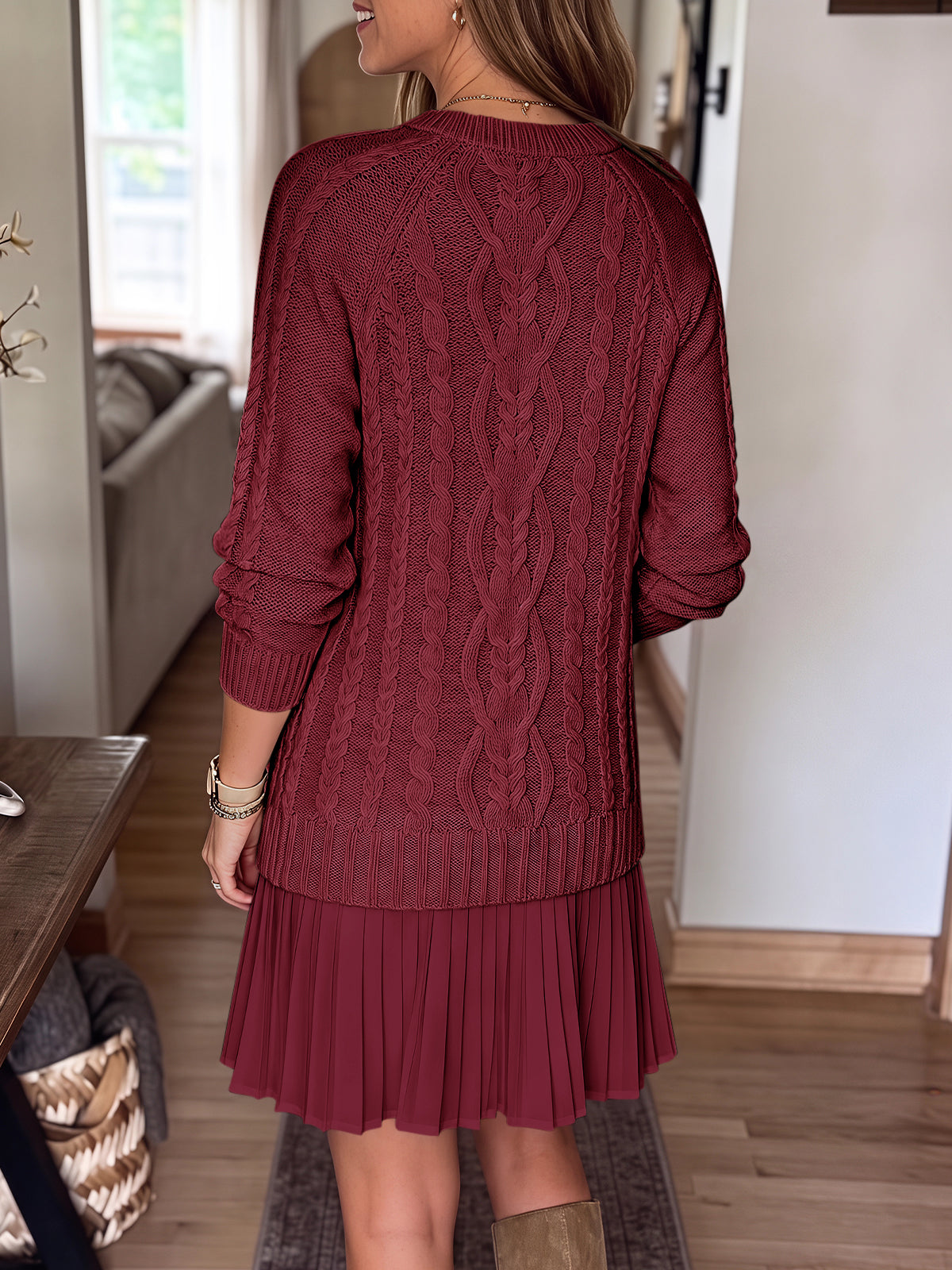 Saodimallsu Women Cable Knit Sweater Dress