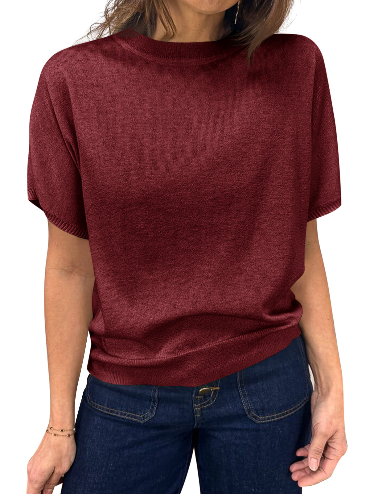 Saodimallsu Women's Crew Neck Knit Sweater