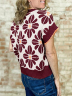 Saodimallsu Womens Floral Short Sleeve Knit Pullover