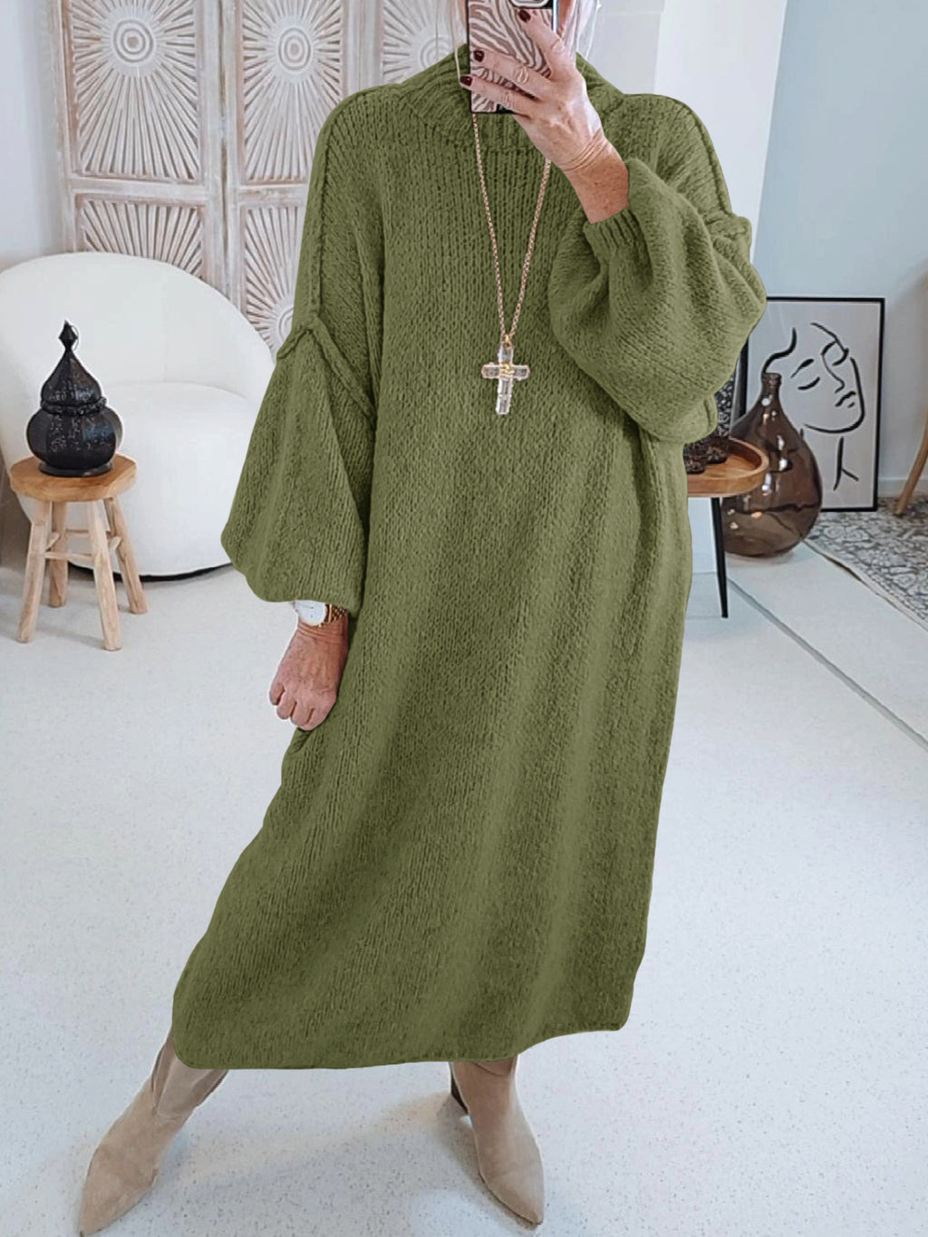 Saodimallsu Womens Mock Neck Sweater Dress