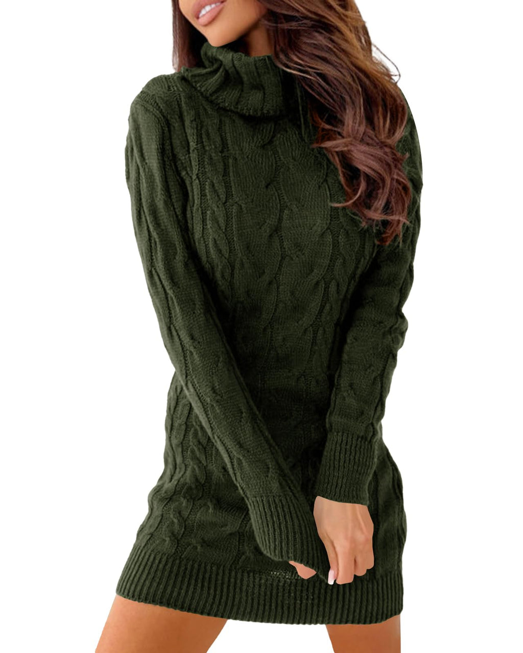 Saodimallsu Womens Cable Knit Mini Sweater Dress