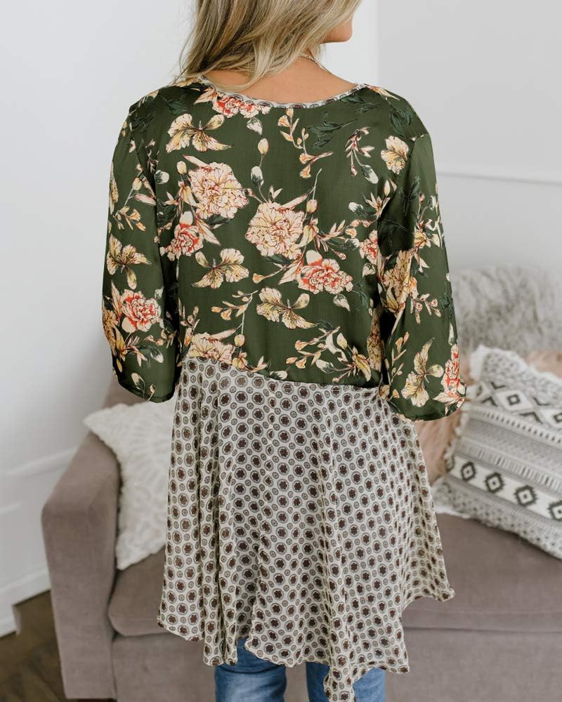 Saodimallsu Womens Tie Front Floral Kimono Cardigans