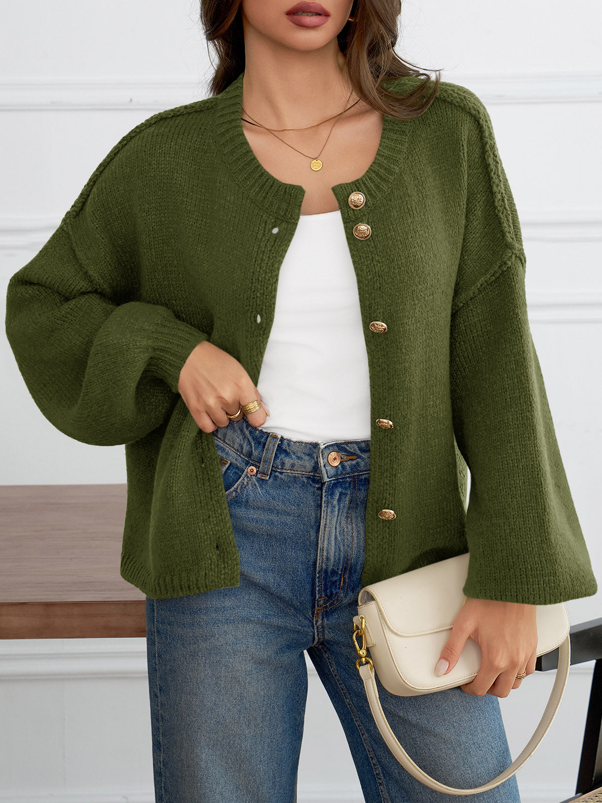 Saodimallsu Womens Button Up Long Lantern Sleeve Cardigans